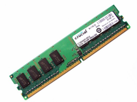 Crucial CT12864AA667.M8FJ2 PC2-5300U 1GB 1Rx8 240-pin DIMM, Non-ECC DDR2 Desktop Memory - Discount Prices, Technical Specs and Reviews