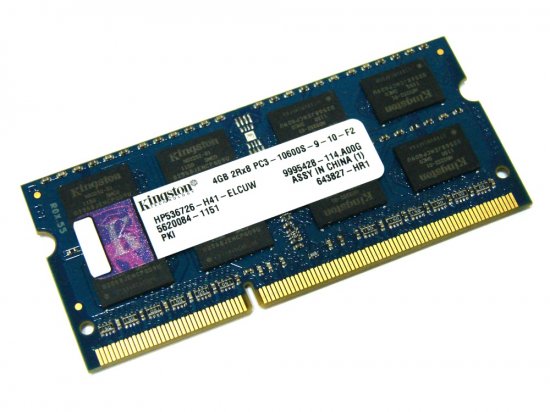 Kingston HP536726-H41-ELCUW 4GB PC3-10600S-9-10-F2 1333MHz 204pin Laptop / Notebook SODIMM CL9 1.5V Non-ECC DDR3 Memory - Discount Prices, Technical Specs and Reviews