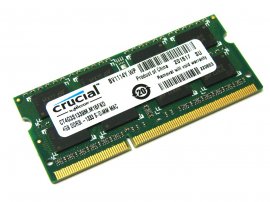 Crucial CT4G3S1339M 4GB PC3-10600 1333MHz 204pin Mac / Laptop / Notebook SODIMM CL9 1.35V (Low Voltage) Non-ECC DDR3 Memory - Discount Prices, Technical Specs and Reviews