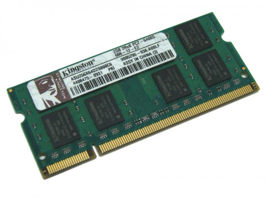 Kingston ASU256X64D2S800C6 2GB PC2-6400S-666-12-E2 800MHz 2Rx8 200pin Laptop / Notebook Non-ECC SODIMM CL6 1.8V DDR2 Memory - Discount Prices, Technical Specs and Reviews