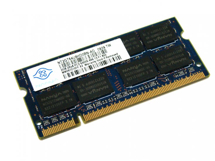 Nanya NT2GT64U8HD0BN-AD 2GB PC2-6400S-666-13-F1 800MHz 2Rx8 200pin Laptop / Notebook Non-ECC SODIMM CL6 1.8V DDR2 Memory - Discount Prices, Technical Specs and Reviews - Click Image to Close