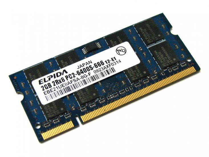 Elpida EBE21UE8AFSA-8G-F 2GB PC2-6400S-666 2Rx8 800MHz 200pin Laptop / Notebook Non-ECC SODIMM CL6 1.8V DDR2 Memory - Discount Prices, Technical Specs and Reviews - Click Image to Close