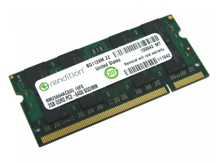 Rendition RM25664AC800.16FE 2GB PC2-6400S 2Rx8 800MHz 200pin Laptop / Notebook Non-ECC SODIMM CL6 1.8V DDR2 Memory - Discount Prices, Technical Specs and Reviews - Click Image to Close