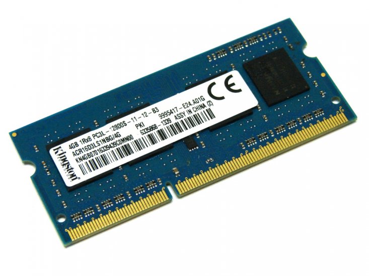 Kingston ACR16D3LS1NBG/4G 4GB PC3L-12800S-11-12-B3 1600MHz 1Rx8 204pin Laptop / Notebook SODIMM CL11 1.35V (Low Voltage) Non-ECC DDR3 Memory - Discount Prices, Technical Specs and Reviews - Click Image to Close