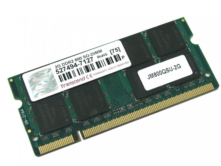 Transcend JM800QSU-2G 2GB PC2-6400S 800MHz 2Rx8 200pin Laptop / Notebook Non-ECC SODIMM CL6 1.8V DDR2 Memory - Discount Prices, Technical Specs and Reviews - Click Image to Close