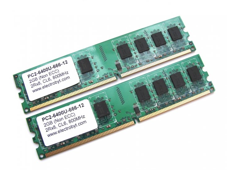 Electrobyt PC2-6400U-666-12 4GB (2 x 2GB Kit) 800MHz 2Rx8 240-pin DIMM, Non-ECC DDR2 Desktop Memory (GREEN) - Discount Prices, Technical Specs and Reviews - Click Image to Close