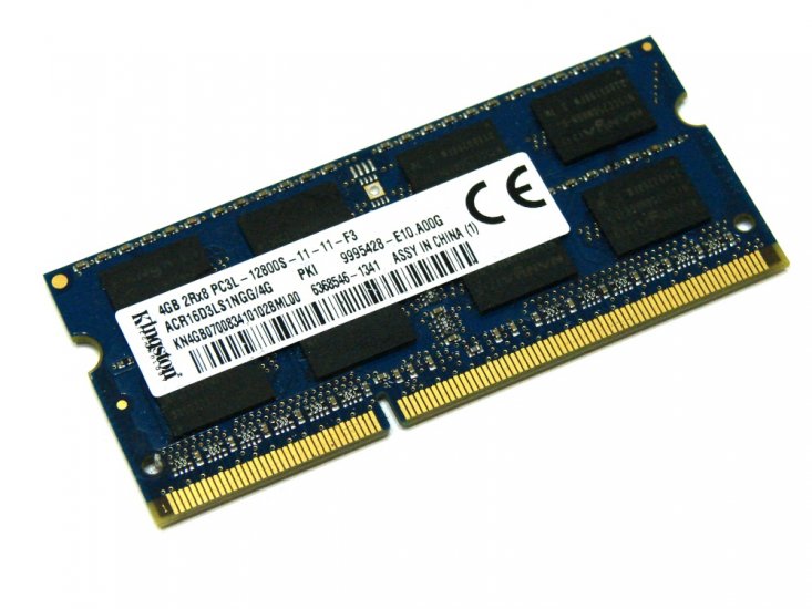 Kingston ACR16D3LS1NGG/4G 4GB PC3L-12800S-11-11-F3 1600MHz 2Rx8 204pin Laptop / Notebook SODIMM CL11 1.35V (Low Voltage) Non-ECC DDR3 Memory - Discount Prices, Technical Specs and Reviews - Click Image to Close