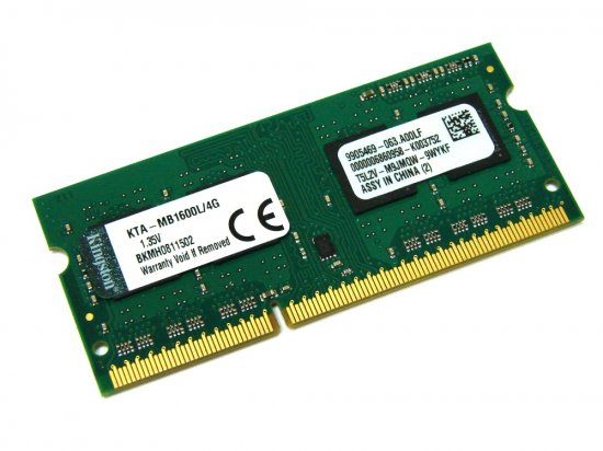 Kingston KTA-MB1600L/4G 4GB PC3-12800 1600MHz 204pin Laptop / Notebook SODIMM CL11 1.35V (Low Voltage) Non-ECC DDR3 Memory - Discount Prices, Technical Specs and Reviews