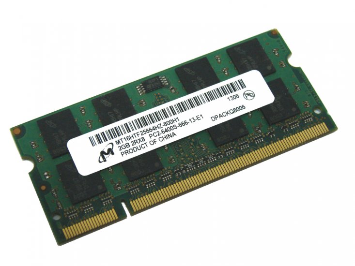 Micron MT16HTF25664HZ-800H1 2GB PC2-6400S-666-13-E1 800MHz 2Rx8 200pin Laptop / Notebook Non-ECC SODIMM CL6 1.8V DDR2 Memory - Discount Prices, Technical Specs and Reviews - Click Image to Close