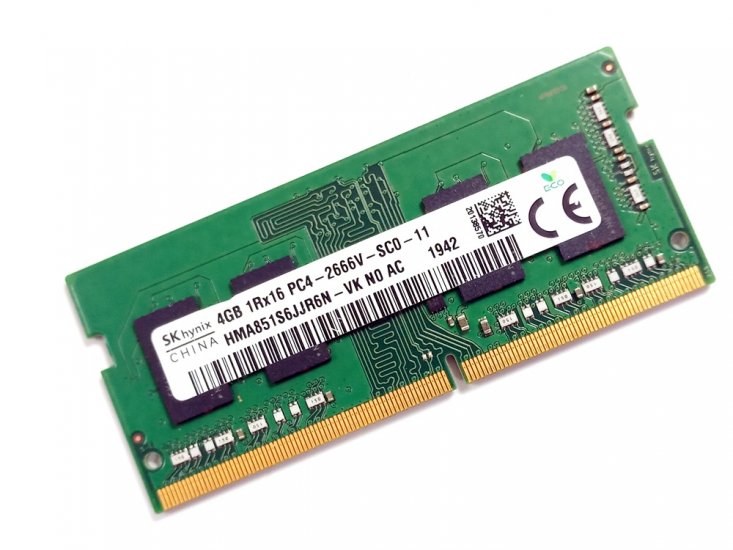 Hynix HMA851S6JJR6N-VK 4GB PC4-2666V-SC0-11 1Rx16 2666MHz PC4-21300 260pin Laptop / Notebook SODIMM CL19 1.2V Non-ECC DDR4 Memory - Discount Prices, Technical Specs and Reviews (Green) - Click Image to Close