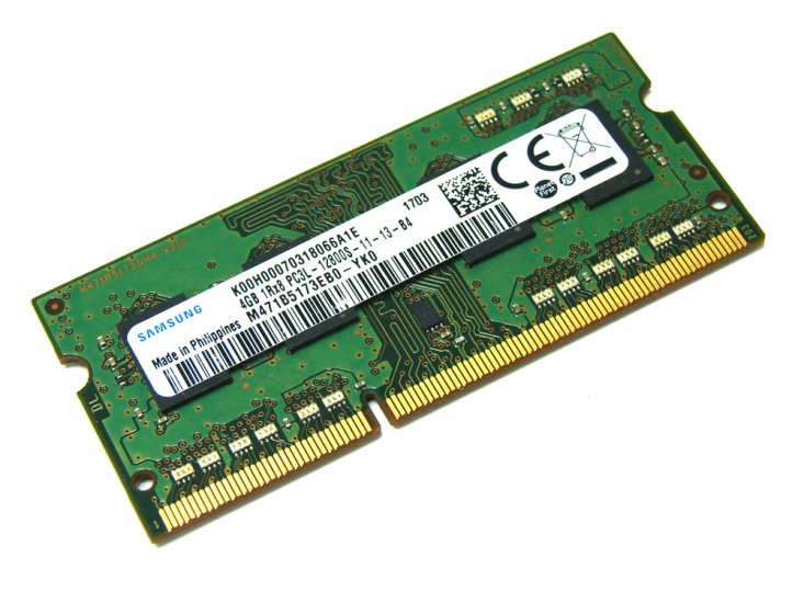 Samsung M471B5173EB0-YK0 4GB PC3L-12800S-11-13-B4 1Rx8 1600MHz 204pin Laptop / Notebook SODIMM CL11 1.35V Low Voltage 240pin DIMM Desktop Non-ECC DDR3 Memory - Discount Prices, Technical Specs and Reviews - Click Image to Close