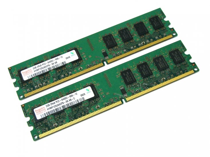 Hynix HYMP125U64CP8-S6 4GB (2 x 2GB Kit) PC2-6400U-666-12 2Rx8 240-pin DIMM, Non-ECC DDR2 Desktop Memory - Discount Prices, Technical Specs and Reviews - Click Image to Close