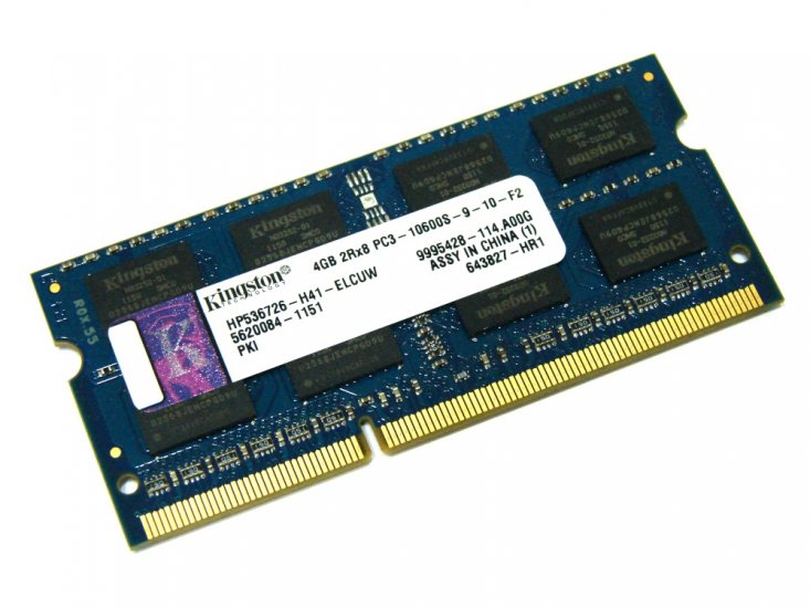 Kingston HP536726-H41-ELCUW 4GB PC3-10600S-9-10-F2 1333MHz 204pin Laptop / Notebook SODIMM CL9 1.5V Non-ECC DDR3 Memory - Discount Prices, Technical Specs and Reviews - Click Image to Close