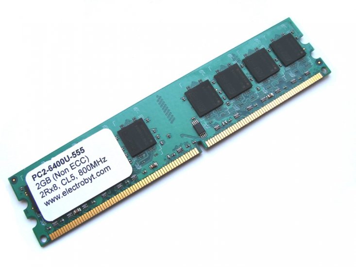Electrobyt PC2-6400U-555 2GB 800MHz 2Rx8 CL5 240-pin DIMM, Non-ECC DDR2 Desktop Memory (GREEN) - Discount Prices, Technical Specs and Reviews - Click Image to Close