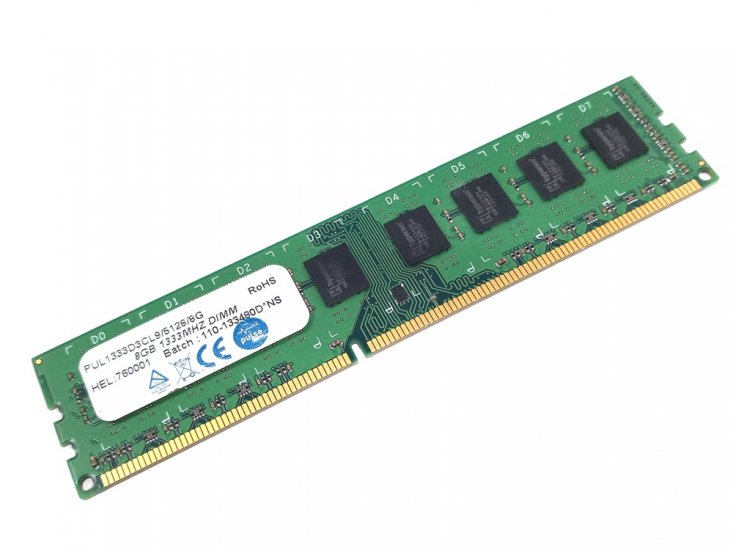 Pulse PUL1333D3CL9/5128/8G 8GB PC3-10600 1333MHz 240pin DIMM Desktop Non-ECC DDR3 Memory - Discount Prices, Technical Specs and Reviews - Click Image to Close
