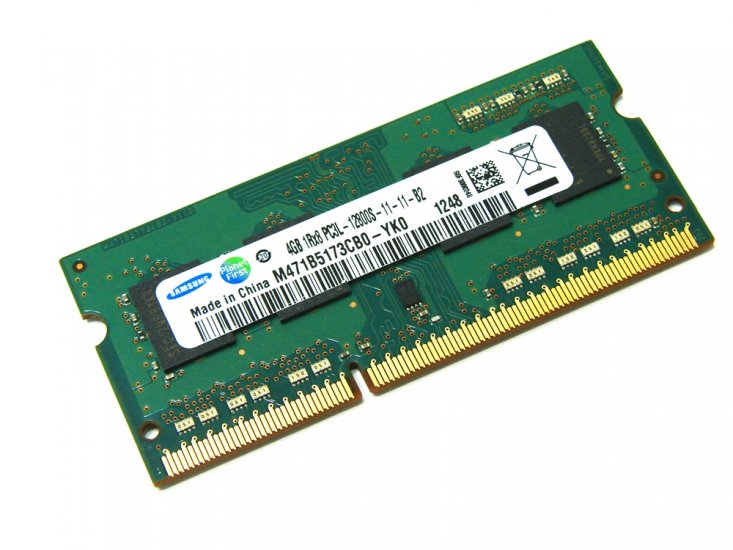 Samsung M471B5173CB0-YK0 4GB PC3L-12800S-11-11-B2 1Rx8 1600MHz 204pin Laptop / Notebook SODIMM CL11 1.35V Low Voltage 240pin DIMM Desktop Non-ECC DDR3 Memory - Discount Prices, Technical Specs and Reviews - Click Image to Close