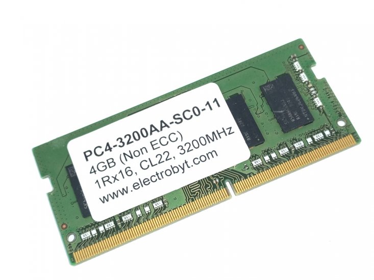 Electrobyt PC4-3200AA-SC0-11 4GB 1Rx16 3200MHz PC4-25600 260pin Laptop / Notebook SODIMM CL22 1.2V Non-ECC DDR4 Memory - Discount Prices, Technical Specs and Reviews (Green) - Click Image to Close