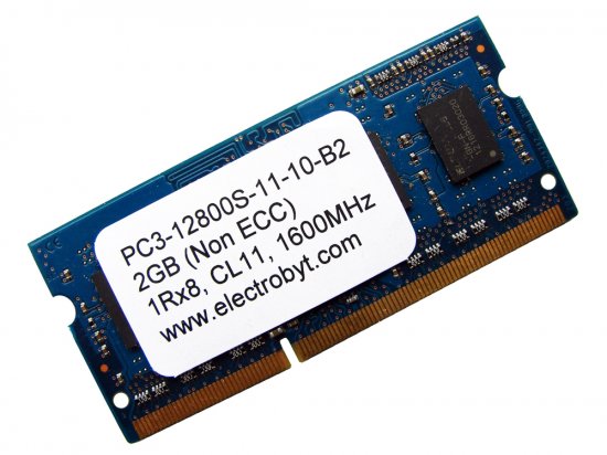 Electrobyt PC3-12800S-11-10-B2 2GB 1Rx8 1600MHz 204pin Laptop / Notebook SODIMM CL11 1.5V Non-ECC DDR3 Memory - Discount Prices, Technical Specs and Reviews