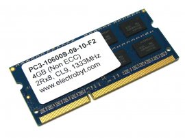 Electrobyt PC3-10600S-09-10-F2 4GB 2Rx8 1333MHz 204-pin Laptop / Notebook SODIMM CL9 1.5V Non-ECC DDR3 Memory - Discount Prices, Technical Specs and Reviews (Blue)