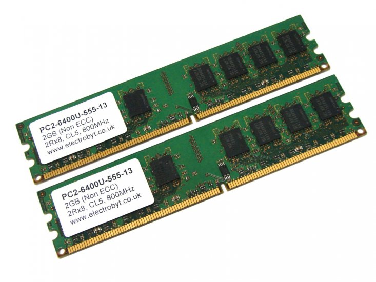 Electrobyt PC2-6400U-555-13 4GB (2 x 2GB Kit) 800MHz 2Rx8 CL5 240-pin DIMM, Non-ECC DDR2 Desktop Memory (GREEN) - Discount Prices, Technical Specs and Reviews - Click Image to Close