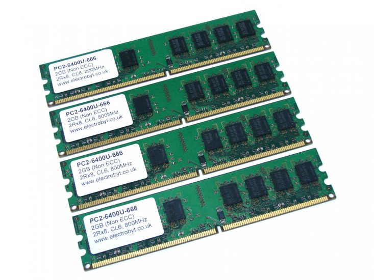 Electrobyt PC2-6400U-666 8GB (4 x 2GB Kit) 800MHz 2Rx8 240-pin DIMM, Non-ECC DDR2 Desktop Memory (GREEN) - Discount Prices, Technical Specs and Reviews - Click Image to Close