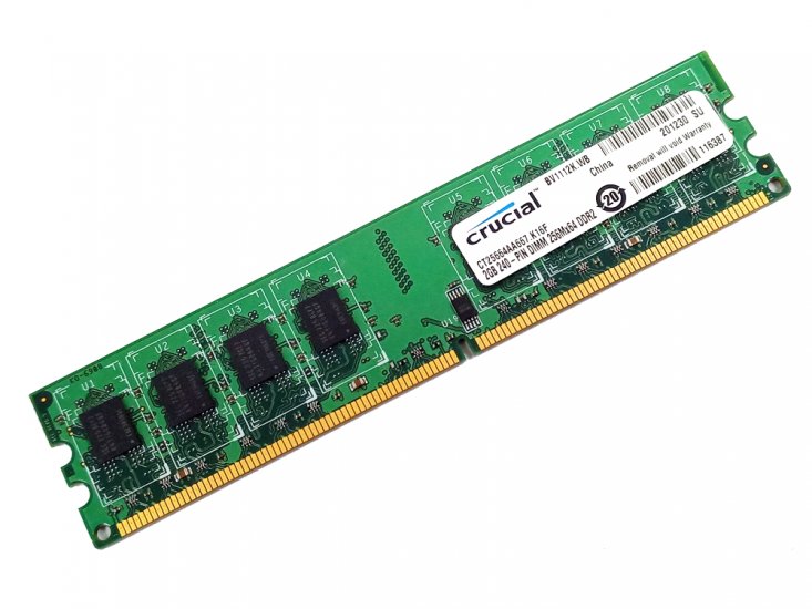 Crucial CT25664AA667 2GB PC2-5300U-555-12 2Rx8 667MHz CL5 240-pin DIMM, Non-ECC DDR2 Desktop Memory - Discount Prices, Technical Specs and Reviews - Click Image to Close