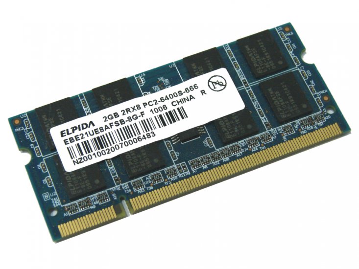Elpida EBE21UE8AFSB-8G-F 2GB PC2-6400S-666 2Rx8 800MHz 200pin Laptop / Notebook Non-ECC SODIMM CL6 1.8V DDR2 Memory - Discount Prices, Technical Specs and Reviews - Click Image to Close