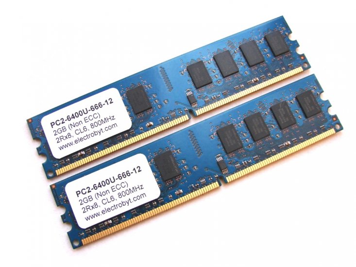 Electrobyt PC2-6400U-666-12 4GB (2 x 2GB Kit) 800MHz 2Rx8 240-pin DIMM, Non-ECC DDR2 Desktop Memory (BLUE) - Discount Prices, Technical Specs and Reviews - Click Image to Close