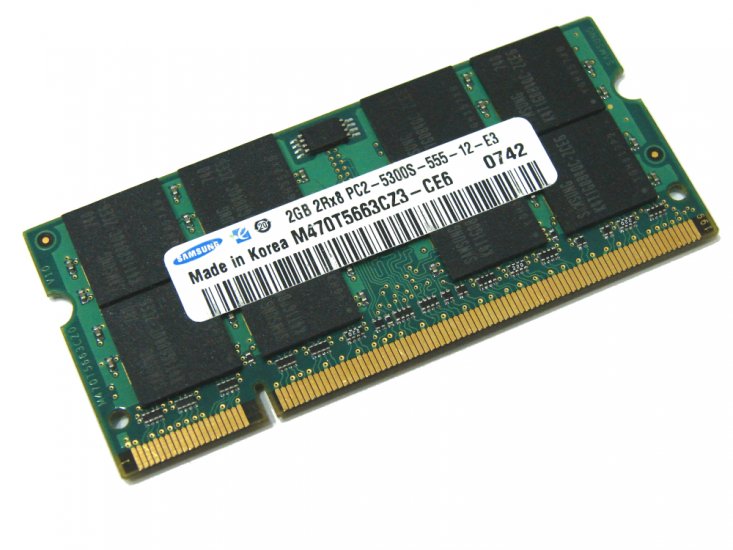 Samsung M470T5663CZ3-CE6 2GB PC2-5300S-555-12-E3 2Rx8 667MHz 200pin Laptop / Notebook Non-ECC SODIMM CL5 1.8V DDR2 Memory - Discount Prices, Technical Specs and Reviews - Click Image to Close
