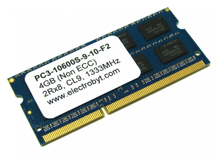 Electrobyt PC3-10600S-9-10-F2 4GB 2Rx8 1333MHz 204-pin Laptop / Notebook SODIMM CL9 1.5V Non-ECC DDR3 Memory - Discount Prices, Technical Specs and Reviews (Blue) - Click Image to Close
