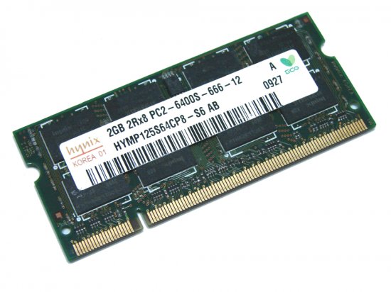 Hynix HYMP125S64CP8-S6 2GB PC2-6400S-666-12 PC2-6400 800MHz 200pin Laptop / Notebook Non-ECC SODIMM CL6 1.8V DDR2 Memory - Discount Prices, Technical Specs and Reviews (Green)