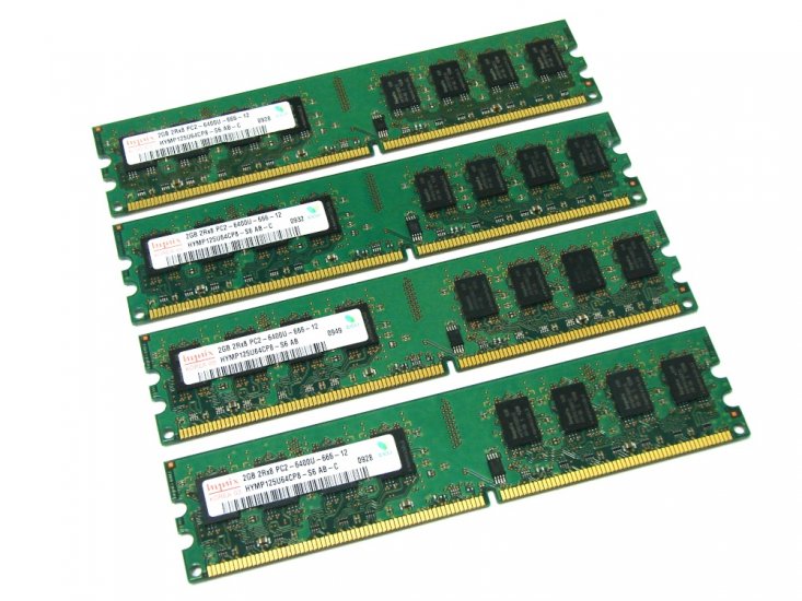 Hynix HYMP125U64CP8-S6 8GB (4 x 2GB Kit) PC2-6400U-666-12 2Rx8 240-pin DIMM, Non-ECC DDR2 Desktop Memory - Discount Prices, Technical Specs and Reviews - Click Image to Close