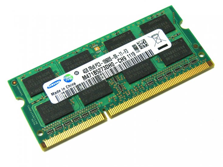 Samsung M471B5273DH0-CH9 4GB PC3-10600S-09-11-F3 2Rx8 1333MHz 204pin Laptop / Notebook SODIMM CL9 1.5V Non-ECC DDR3 Memory - Discount Prices, Technical Specs and Reviews - Click Image to Close