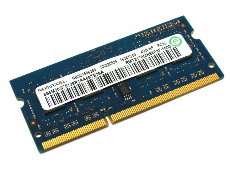 Ramaxel RMT3170MN68F9F-1600 4GB PC3L-12800S-11-13-B4 1600MHz 204-pin Laptop / Notebook SODIMM CL11 1.35V (Low Voltage) Non-ECC DDR3 Memory - Discount Prices, Technical Specs and Reviews - Click Image to Close