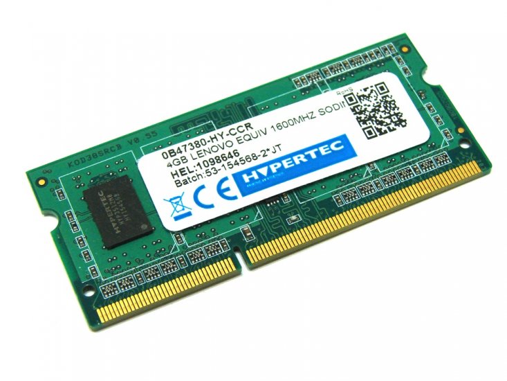 Hypertec 0B47380-HY-CCR 4GB PC3L-12800S 1Rx8 1600MHz 204-pin Lenovo Equivalent Laptop / Notebook SODIMM CL11 1.35V (Low Voltage) Non-ECC DDR3 Memory - Discount Prices, Technical Specs and Reviews (Green) - Click Image to Close