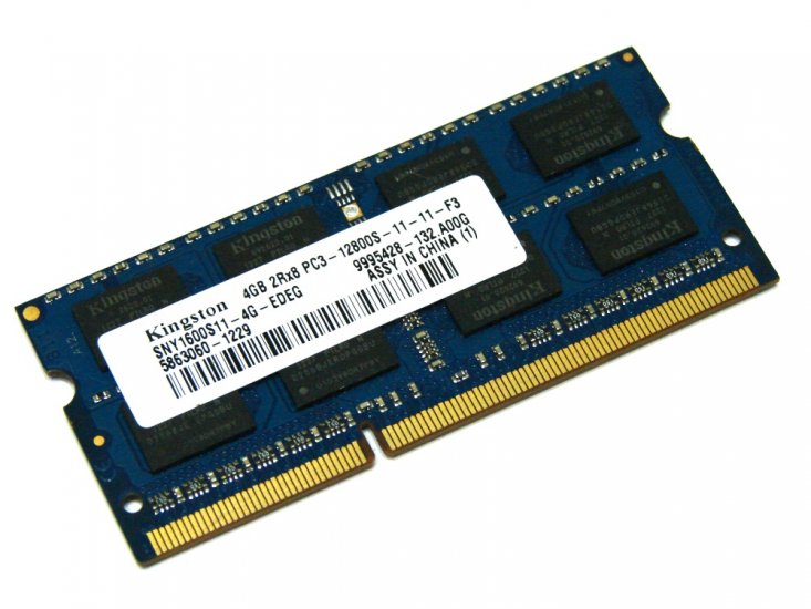 Kingston SNY1600S11-4G-EDEG 4GB PC3-12800S-11-11-F3 1600MHz 204pin Laptop / Notebook SODIMM CL11 1.5V Non-ECC DDR3 Memory - Discount Prices, Technical Specs and Reviews - Click Image to Close