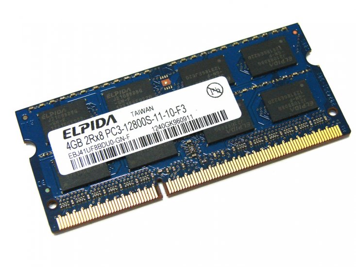 Elpida EBJ41UF8BDU0-GN-F 4GB PC3-12800S-11-10-F3 2Rx8 1600MHz 204pin Laptop / Notebook SODIMM CL11 1.5V Non-ECC DDR3 Memory - Discount Prices, Technical Specs and Reviews - Click Image to Close