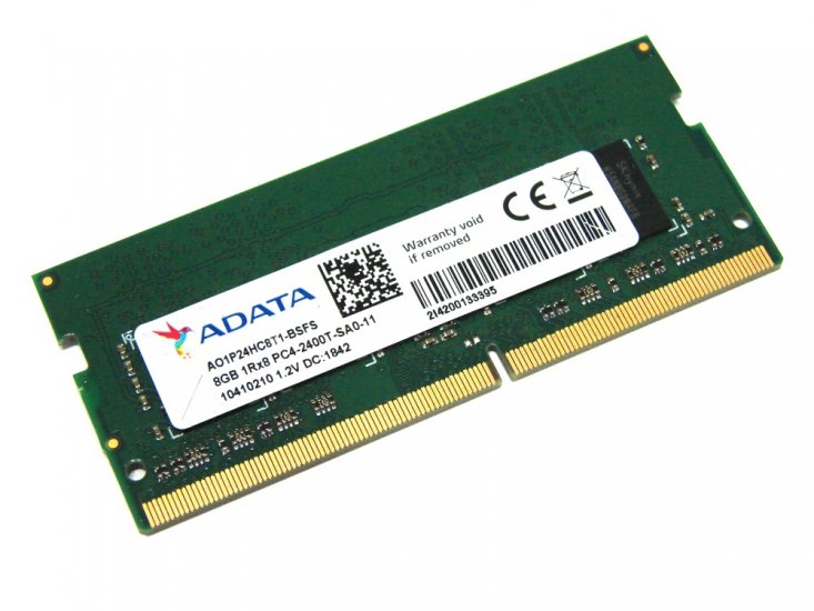 ADATA AO1P24HC8T1-BSFS 8GB PC4-2400T-SA0-11 1Rx8 2400MHz PC4-19200 260pin Laptop / Notebook SODIMM CL17 1.2V Non-ECC DDR4 Memory - Discount Prices, Technical Specs and Reviews - Click Image to Close