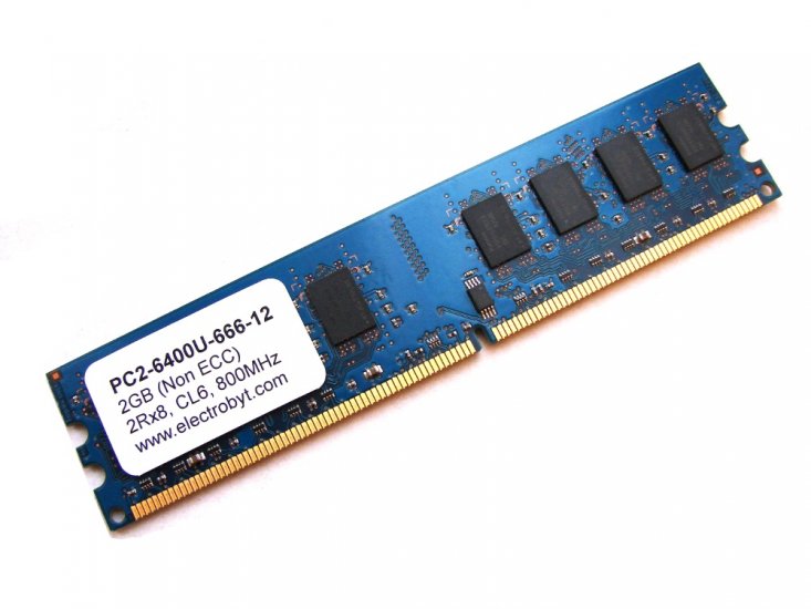 Electrobyt PC2-6400U-666-12 2GB 800MHz 2Rx8 240-pin DIMM, Non-ECC DDR2 Desktop Memory (BLUE) - Discount Prices, Technical Specs and Reviews - Click Image to Close