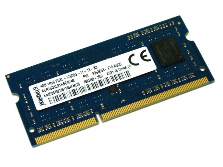 Kingston ACR16D3LS1KBGR/4G 4GB PC3L-12800S-11-13-B3 1600MHz 1Rx8 204pin Laptop / Notebook SODIMM CL11 1.35V (Low Voltage) Non-ECC DDR3 Memory - Discount Prices, Technical Specs and Reviews - Click Image to Close