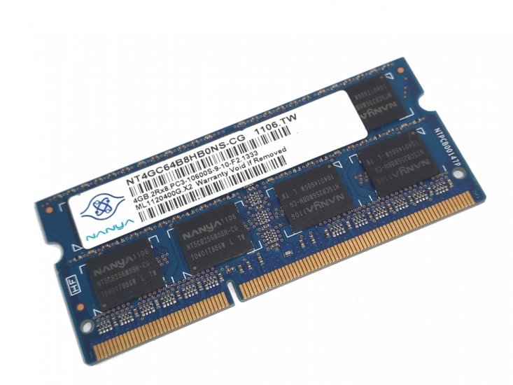 Nanya NT4GC64B8HB0NS-CG 4GB PC3-10600S-9-10-F2 1333MHz 204pin Laptop / Notebook SODIMM CL9 1.5V Non-ECC DDR3 Memory - Discount Prices, Technical Specs and Reviews - Click Image to Close