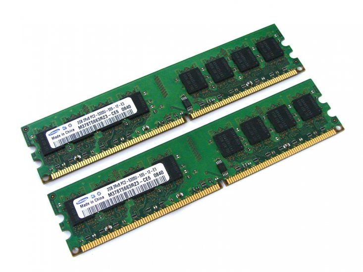 Samsung M378T5663RZ3-CE6 4GB (2x2GB Kit) PC2-5300U-555-12-E3 2Rx8 667MHz CL5 240-pin DIMMs, Non-ECC DDR2 Desktop Memory - Discount Prices, Technical Specs and Reviews - Click Image to Close