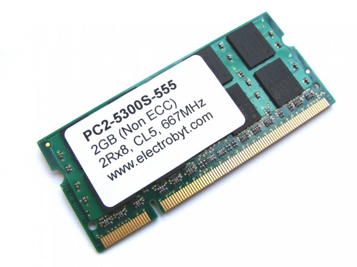 Electrobyt PC2-5300S-555 2GB 667MHz 2Rx8 200pin Laptop / Notebook Non-ECC SODIMM CL5 1.8V DDR2 Memory - Discount Prices, Technical Specs and Reviews - Click Image to Close