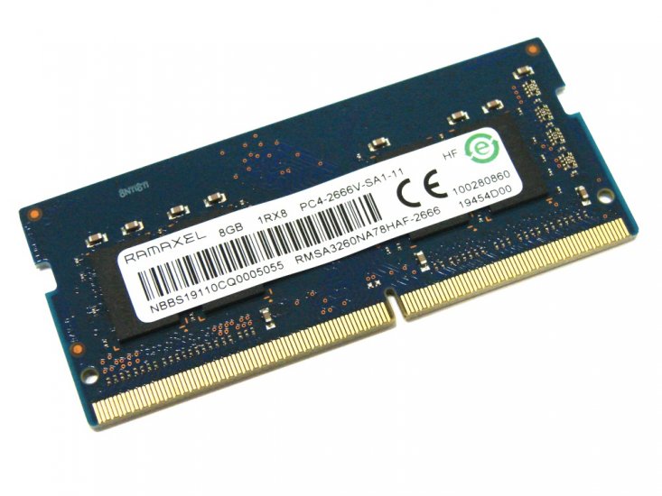 Ramaxel RMSA3260NA78HAF-2666 8GB PC4-2666V-SA1-11 1Rx8 2666MHz PC4-21300 260pin Laptop / Notebook SODIMM CL19 1.2V Non-ECC DDR4 Memory - Discount Prices, Technical Specs and Reviews - Click Image to Close