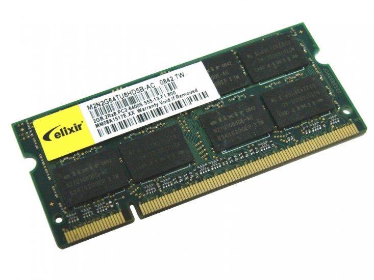 Elixir M2N2G64TU8HD5B-AC 2GB PC2-6400S-555-13 2Rx8 800MHz 200pin Laptop / Notebook Non-ECC SODIMM CL5 1.8V DDR2 Memory - Discount Prices, Technical Specs and Reviews - Click Image to Close
