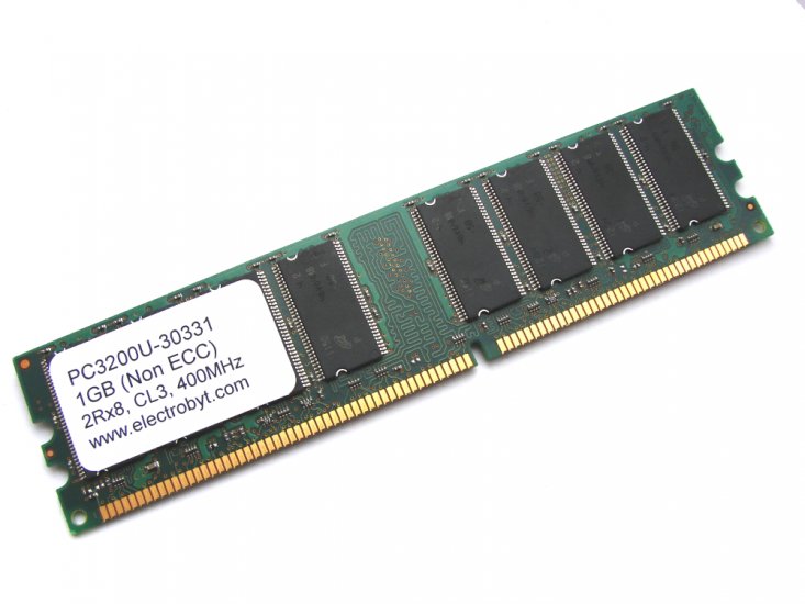 electrobyt PC3200U-30331 1GB 2Rx8 CL3 PC3200 400MHz 184-Pin DIMM, DDR RAM Memory - Discount Prices, Technical Specs and Reviews - Click Image to Close
