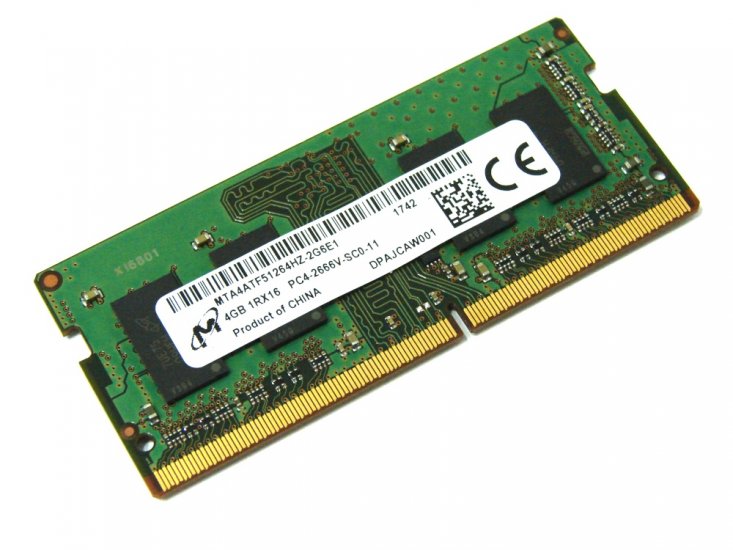 Micron MTA4ATF51264HZ-2G6E1 4GB PC4-2666V-SC0-11 1Rx16 2666MHz PC4-21300 260pin Laptop / Notebook SODIMM CL19 1.2V Non-ECC DDR4 Memory - Discount Prices, Technical Specs and Reviews (Green) - Click Image to Close