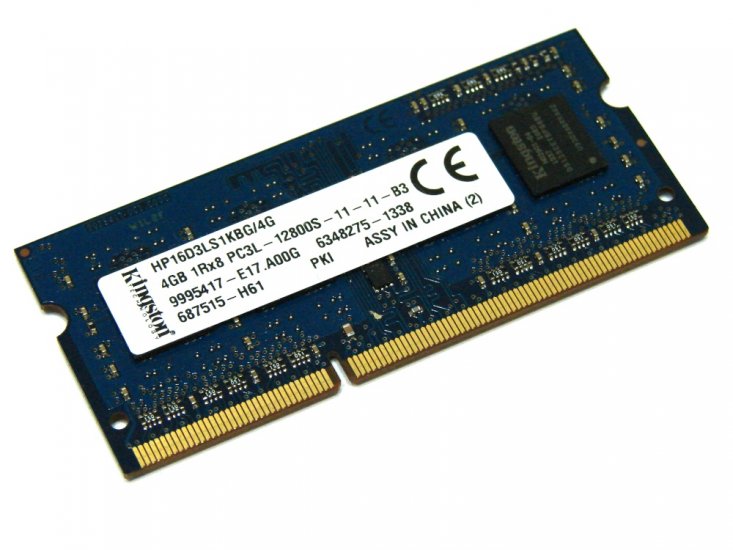 Kingston HP16D3LS1KBG/4G 4GB PC3L-12800S-11-11-B3 1600MHz 1Rx8 204-pin Laptop / Notebook SODIMM CL11 1.35V (Low Voltage) Non-ECC DDR3 Memory - Discount Prices, Technical Specs and Reviews - Click Image to Close
