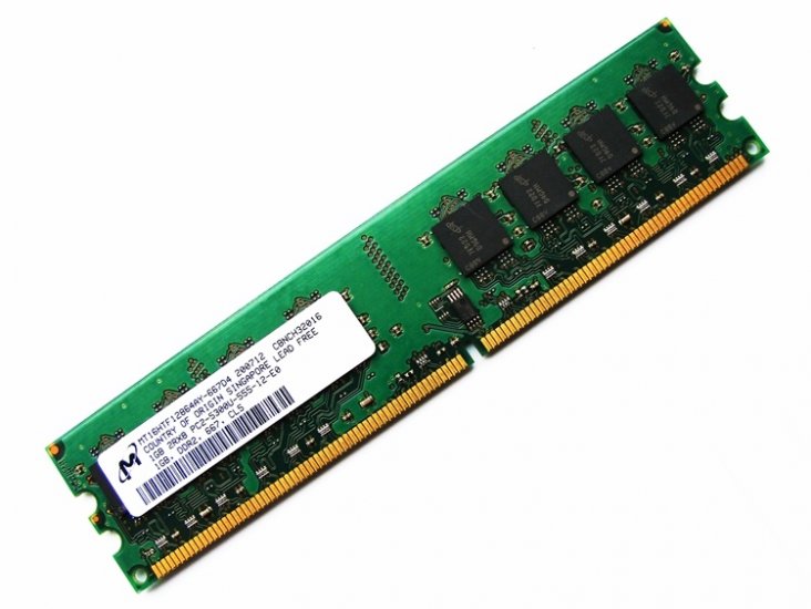 Micron MT16HTF12864AY-667D4 PC2-5300U-555-12-E0 1GB 1Rx8 CL5 667MHz 240-pin DIMM, Non-ECC DDR2 Desktop Memory - Discount Prices, Technical Specs and Reviews - Click Image to Close