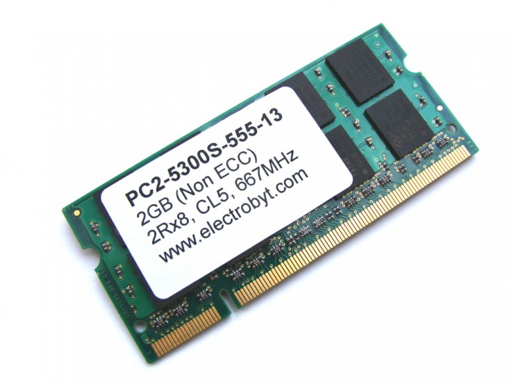 Electrobyt PC2-5300S-555-13 2GB 667MHz 2Rx8 200pin Laptop / Notebook Non-ECC SODIMM CL5 1.8V DDR2 Memory - Discount Prices, Technical Specs and Reviews - Click Image to Close